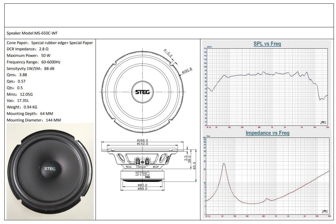 MS650c 重低音喇叭参数 MS650c 重低音喇叭参数